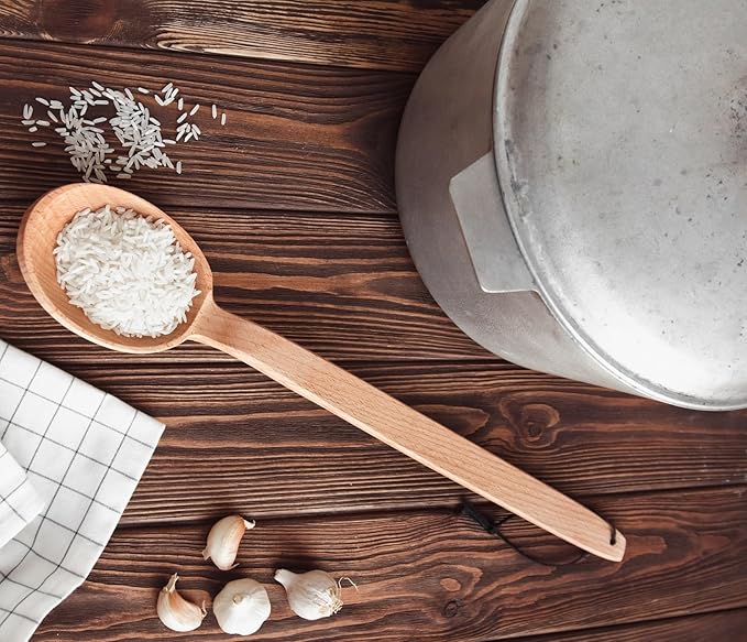 3 Large Wooden Spoons: 18" Paddle, 18" and 14" Spoons with a Scoop Bundle. Heavy Duty Long Wooden Spoons For Cooking In Big Pots - Brewing, Canning, Crawfish Boil, Stirring & Mixing.