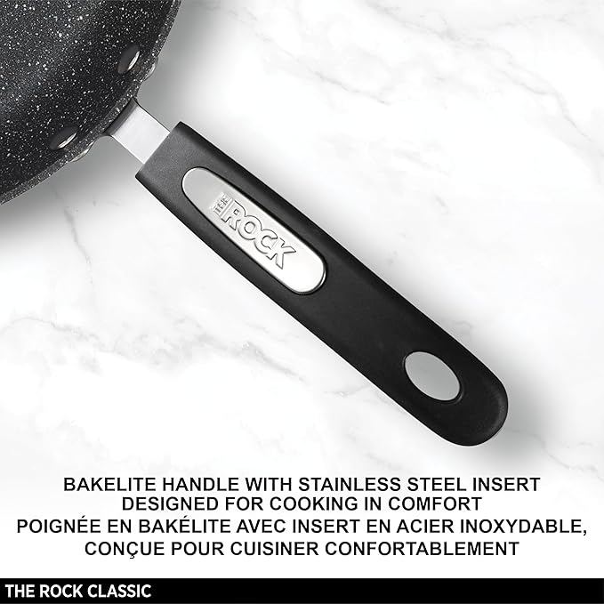 Starfrit The Rock 28 cm (11") Non-Stick Fry Pan - Durable Forged Aluminum - Oven Safe - PFOA Free - Easy to Clean - Black