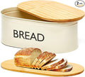 RoyalHouse Premium Metal Bread Box with Bamboo Lid (Pack of 2) Stainless Steel Large Bread Bin Storage Container And Organizer for Kitchen Countertop, Vintage Style Kitchen Decor