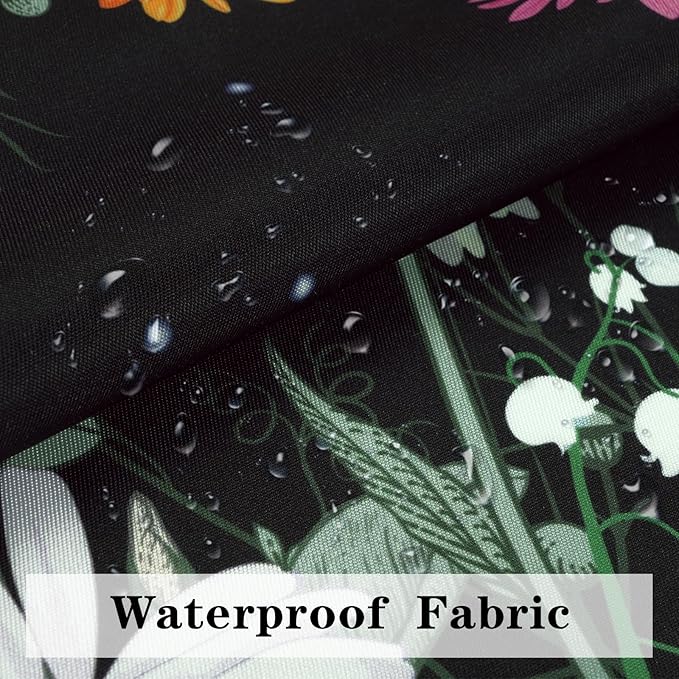ASPMIZ Floral Apron for Adults, Waterproof Women Apron with 2 Pockets, Flower Cooking Aprons with Adjustable Neck Strap, Kitchen Apron for Washing Dishes, Gifts BBQ Grill 27.5 x 31.5 Inches, Black