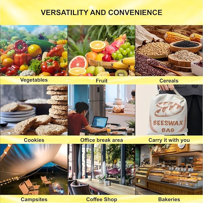 2-Pack XL Reusable Bread Bags For Homemade Bread With Removable Cotton Beeswax Lining, 13x17 Inches Ideal Bag For Home Baking
