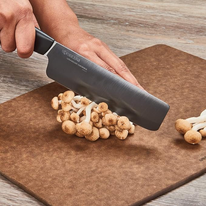 Kyocera Revolution Series 6-Inch Nakiri Vegetable Cleaver, Black Blade
