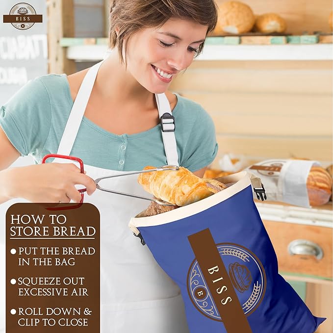 BISS Bread Storage Bags for Homemade Bread – 2-Pack XL Cotton Sourdough Bags, Reusable, Freezer Safe – Perfect for Artisan Loaves, Sandwich Storage, Bake Sales, and Fresh Loaf Preservation
