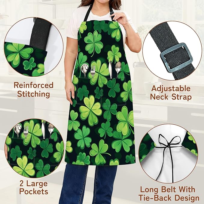 Cooking Aprons for Men and Women,Adjustable Bib Chef Apron with 2 Pockets, Soft and Durability Kitchen Apron