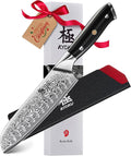KYOKU Santoku Knife - 7" - Shogun Series - Japanese VG10 Steel Core Forged Damascus Blade - with Sheath & Case
