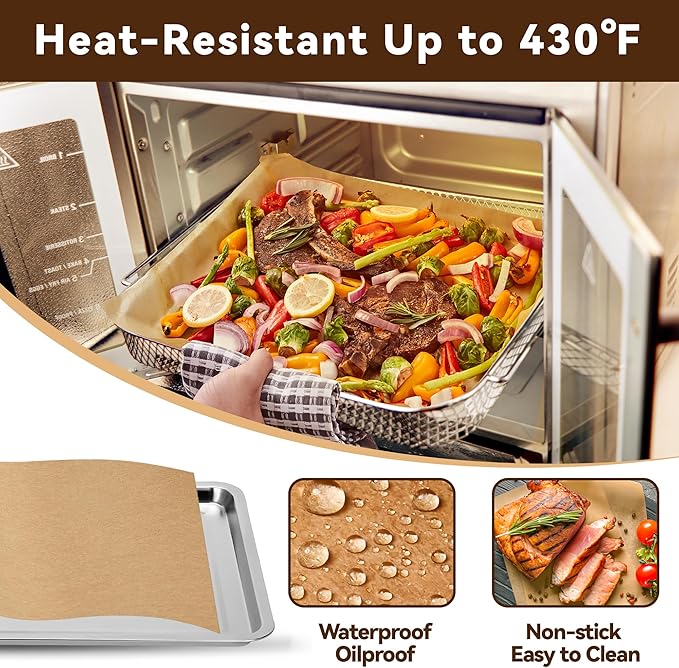 Air Fryer Liners Disposable, 200 Pcs Parchment Paper Sheets Compatible with Emeril Lagasse 26 QT Extra Large Air Fryer Accessories for Emeril 26 Qt Toaster Oven