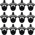 12 PCS Bulk Bottle Opener Wall Mounted Black White IT'S FIVE O'CLOCK SOMEWHERE Beer Soda Cap Opener Table Mountable for Wooden DIY Cooler Board