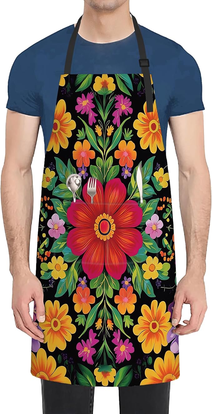 Adjustable Kitchen Apron with Pockets for Women and Men,Soft Chef Apron for Cooking, BBQ, and Grill