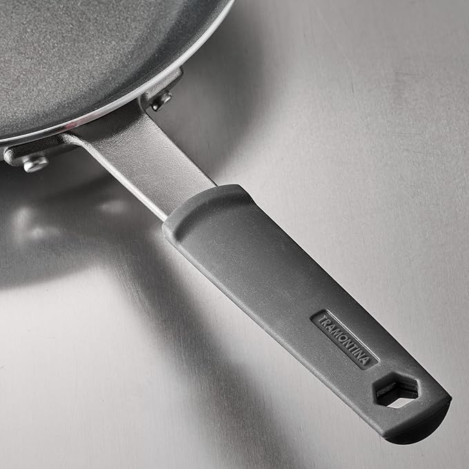 Tramontina Professional 12-Inch Non Stick Large Frying Pan, Heavy-Gauge Aluminum Skillet with Reinforced Nonstick Coating, Gray Handle, Dishwasher and Oven Safe