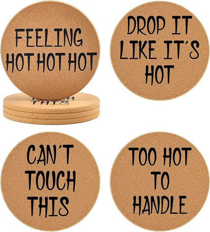Cork Trivets for Hot Dishes Hot Pads for Kitchen Decor Accessories Plant Coasters Cute Silicone Trivet for Hot Pots and Pans Holder Quartz Countertop Trivet Set of 4 Large Coaster Round Cork Placemats
