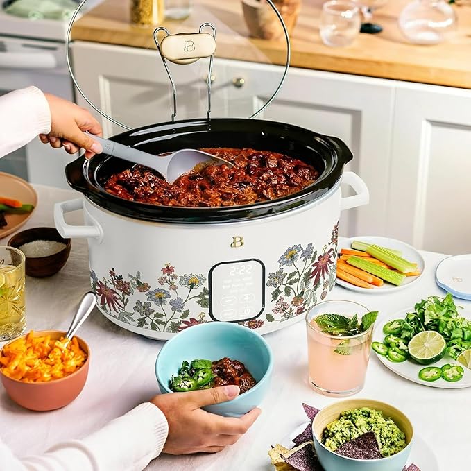 Beautiful 6 Qt Programmable Slow Cooker by Drew Barrymore - 5 Preset Cooking Functions, Digital Countdown Timer, Dishwasher-Safe Parts, and Cool-Touch Handles (Beautiful 6 Qt Programmable)