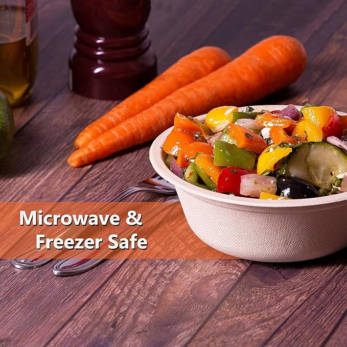 Green Swan Disposable Paper Bowls, 12 Oz [100 Pack] Large Bowl-100% Compostable, Biodegradable, Eco-Friendly Natural Colour Bowls - Convenient for Daily Use for Salad, Hot Soup, and Pasta