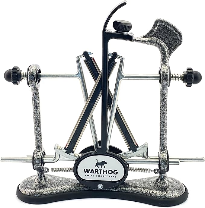 Warthog V-Sharp A4 Knife Sharpener, Ideal for Home Cooks, Fishermen, Hunters, Diamond Rods, Adjustable Angles, Metal Frame