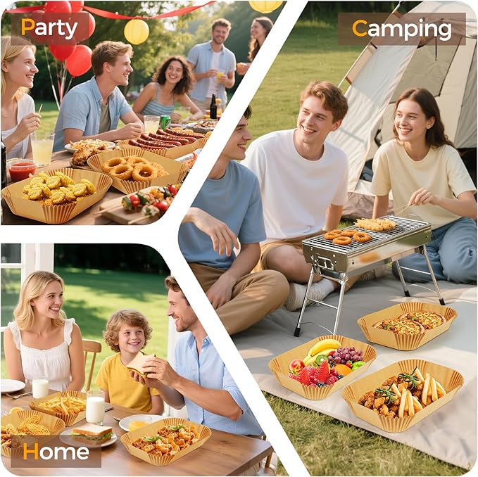 Vailnd 300Pcs Air Fryer Paper Liners Disposable, 8x5.5" Rectangle Parchment Paper, Sheets, Non-stick Liners for Rectangular Airfryer Basket Oilproof Waterproof