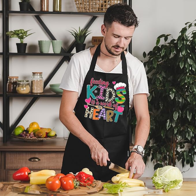 Funny Cafeteria Crew Aprons with Pockets, Cafeteria Worker Staff Appreciation Gifts