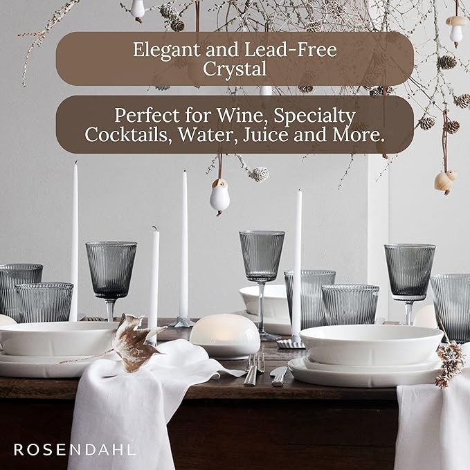 Rosendahl Grand Cru Nouveau Stemmed Wine Glasses Set (Set of 2), 6.1 Fl. Oz. - Elegant Lead-Free Crystal, Dishwasher Safe, Modern & Classic Design for Red & White Wine (Smoke)
