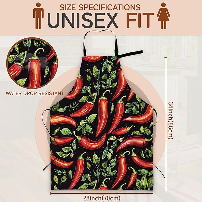 Kitchen Apron with Pocket,Waterproof Adjustable Neck and Long Ties, Cooking Baking Gardening Painting Apron for Women