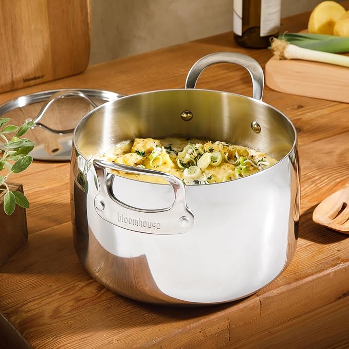 Bloomhouse - Two Time Oprah's Favorite Things Winner - 8 Quart Tri-Ply Stainless Steel Stock Pot with Lid – Dutch Oven, Oven Safe, Dishwasher Safe