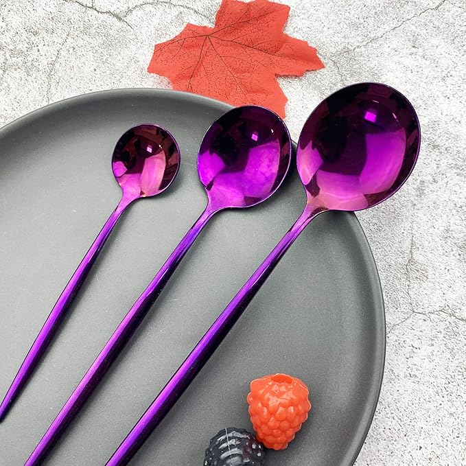JASHII Silverware Set, Mirror Polished Purple Flatware Cutlery Set Service for 6, Shiny Finish 36 Pieces Stainless Steel Utensils Set Dinner Knife Fork Spoon Dessert Fork Salad Spoon Dishwasher Safe