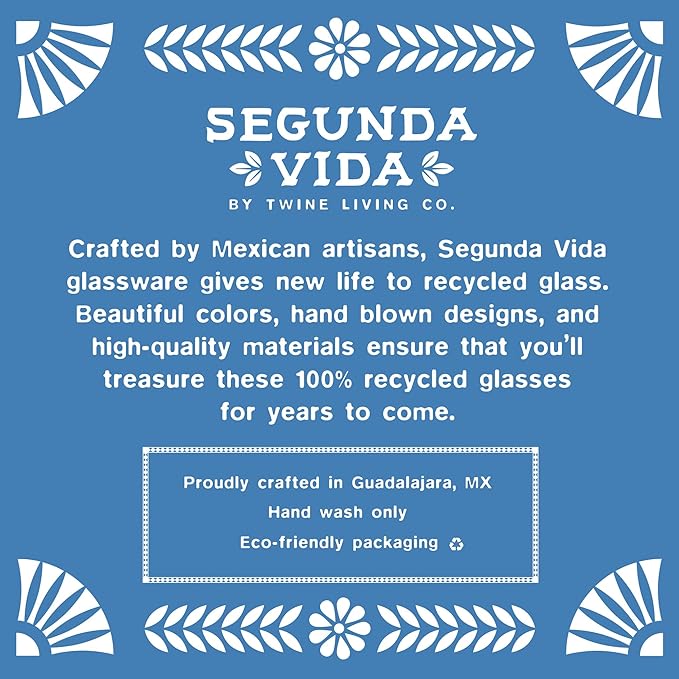 Twine Living El Ocaso Hand-Blown Tumblers, Recycled Drinking Glasses, Sunset Inspired Yellow and Purple Gradient, Mexican Glassware, Decorative Drinkware for Home Bars, 12 oz, Set of 2