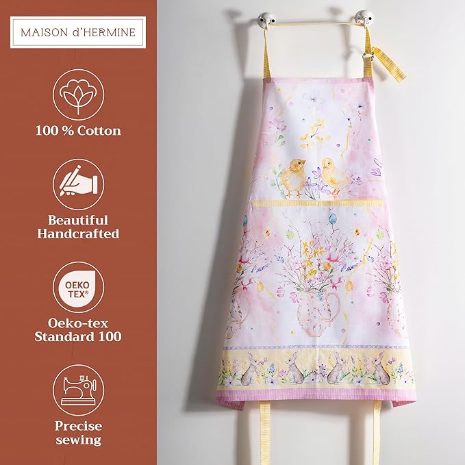 Maison d' Hermine 100% Cotton Apron for women with Pocket Kitchen Chef Apron for Men Cooking Gardening Server Waitress