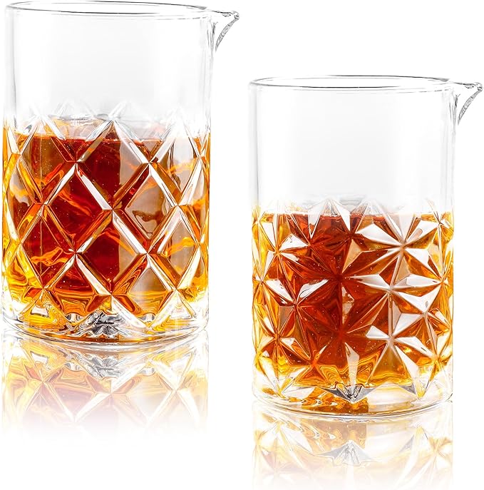 24 Oz Cocktail Mixing Glass Stirring Glasses for Whiskey Cocktail Mixing Shaker Glass Martini Old Fashioned Crystal Bar Set 700ml 2PCS
