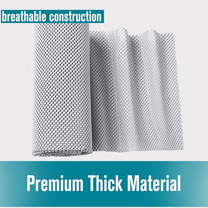 Shelf Liner, Non-Adhesive Roll Drawer Liners 12 Inches x 20 Feet, Non Slip Grip Durable Strong Clean, Shelving Liner for Kitchen cabinets,Storage, Desks, Kitchenware, Tableware, Light Gray