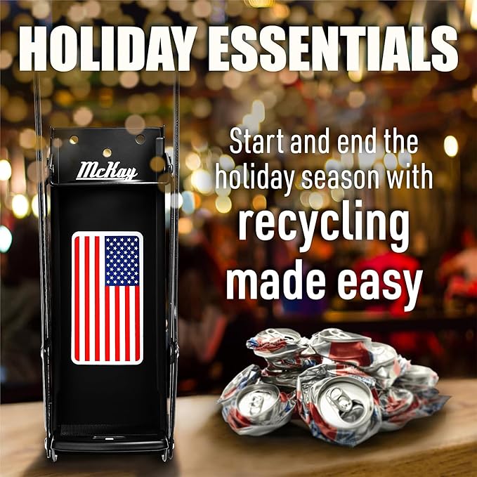 Mckay 16 Oz. and 12 Oz. Metal Can Crusher US Flag, Can Crusher Wall Mounted, Can Crushers for Recycling Wall-Mounted Smasher for Aluminum Seltzer, Soda, Beer Cans and Bottles - American Flag