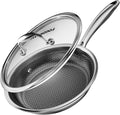 Fogdream 12” Stainless Steel Pan, Non Stick Frying Skillet with Lid, Tri-Ply Stainless Steel for All Cooktops, Dishwasher and Oven-Safe Cooking Pan, Stay-Cool Handle, Silver