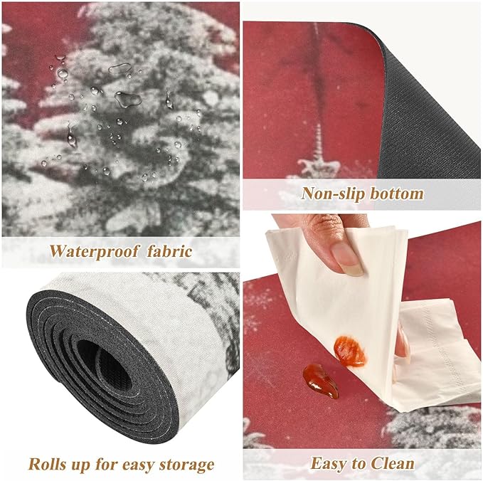 Christmas Trivet Table Runner 40 Inches Long Christmas Trees Snowflakes Print Heat Resistant Hot Pad Multi Purpose Mat for for Hot Pots Pans Kitchen Countertops