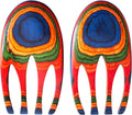 Totally Bamboo Baltique Marrakesh Collection Salad Hands Serving Utensil Set, Colorful Wooden Salad Servers