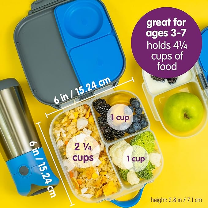 b.box Kids Lunch & Snack Containers. 3-Pack Set Includes Matching Oversized Bento Lunch Box, Mini Meal Boxes for Kids and Toddlers. School Supplies (Lemon Sherbet)