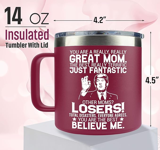 Gifts for Mom from Daughter, Son - Christmas Gifts for Mom, Wife, Women - Moms Birthday Gift Ideas, Cool Birthday gifts for Moms, Mothers - Best mom Mug, 14 oz Stainless Steel moms Coffee Mug