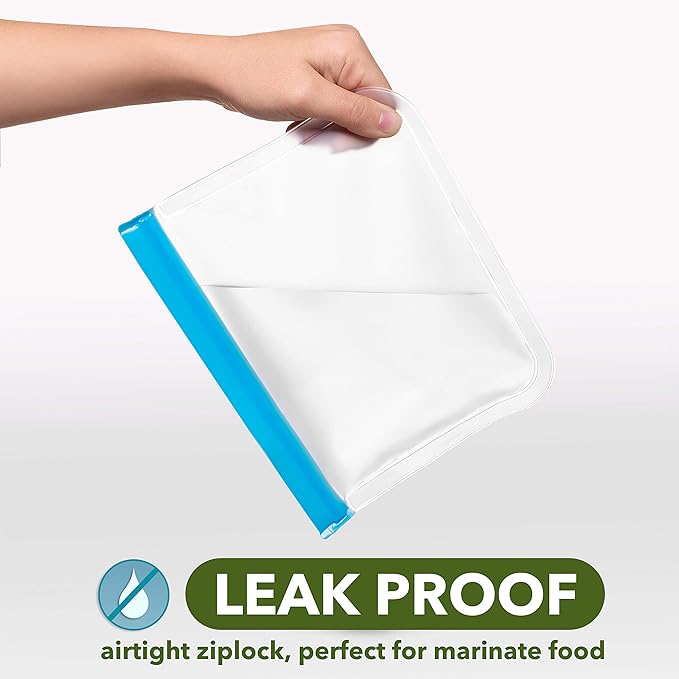 GREENZLA Eco-Friendly Reusable Freezer Bags, 24-Pack Extra Thick and Leakproof Resealable Gallon Bags for Safe Food Storage, Marinating, Snacks, and Meal Prep, Reusable, Non-Toxic, and Freezer Safety