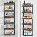 Jolitac Over The Door Pantry Organizer, 6-Tier Adjustable Solid Wood Rack Over-Door & Wall Storage Organizer with 8 Boards (2 Extra) Multi-Space Kitchen,Bathroom Reinforced Frame for Durable Use