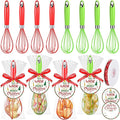 12 Christmas Whisk Gifts Include 10 Inch Christmas Stainless Steel Silicone Whisk Greeting Cards Ribbons Plastic Bags for Xmas Neighbor Family Friends Baking Enthusiast Cooking Supplies