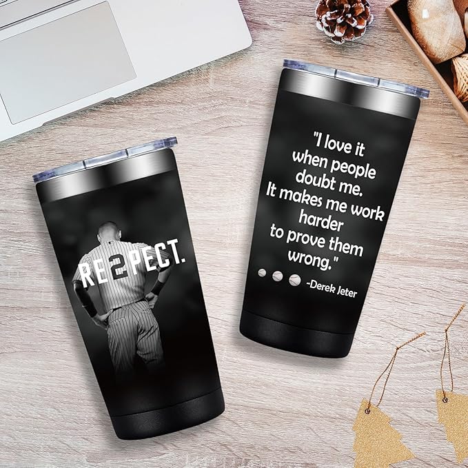 BIRGILT Derek New York Jeter Baseball Gifts -I Love It When People Doubt Me Motivational Quote, Baseball Gifts for Men - Tumbler Cup 20oz