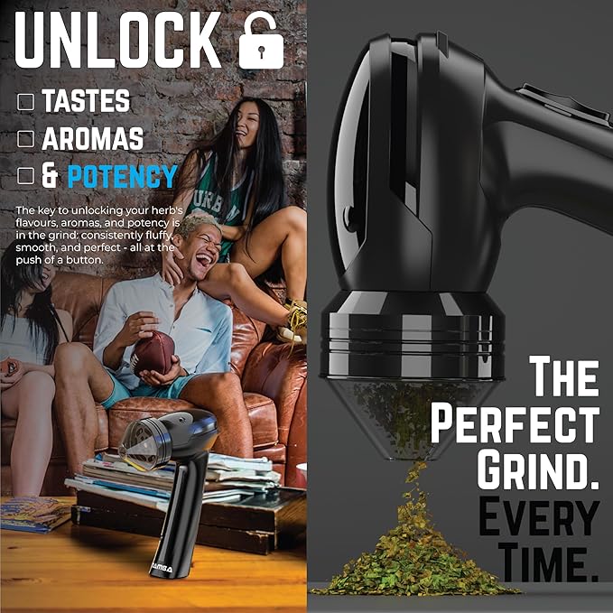 Mamba Original 1g Black USB Electric Herb Grinder. Small Portable Metal Herbal Machine & Spice Mill for the Kitchen