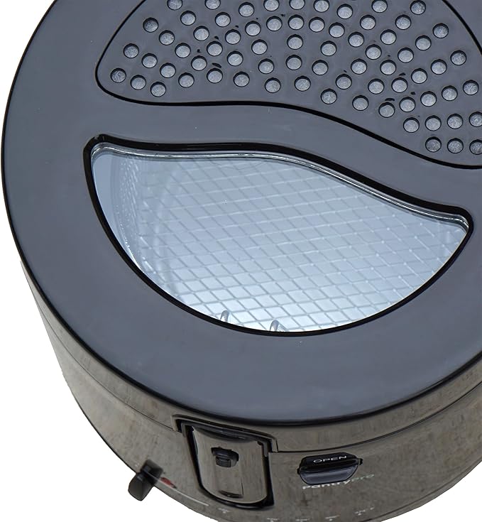 2.5 L / 2.6 Qt Black Cool-Touch Electric Deep Fryer 1200 W - Drip-Hook Basket - Adjustable Temperature - Lid w. Viewing Window - Odor Filter by TheDisplayGuys