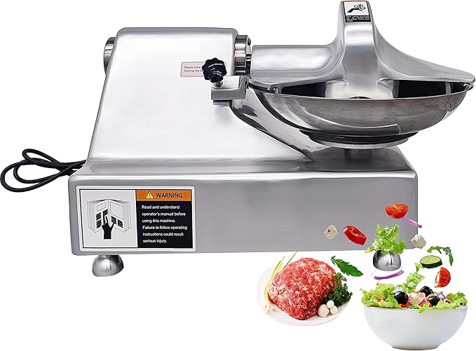 TECHTONGDA 110V Commercial Food Processor Electric Food Cutter Meat Vegetable Chopper Grinder Machine with 5.5L Capacity for Vegetables Fruits Meat Grains Peanut Ginger Garlic