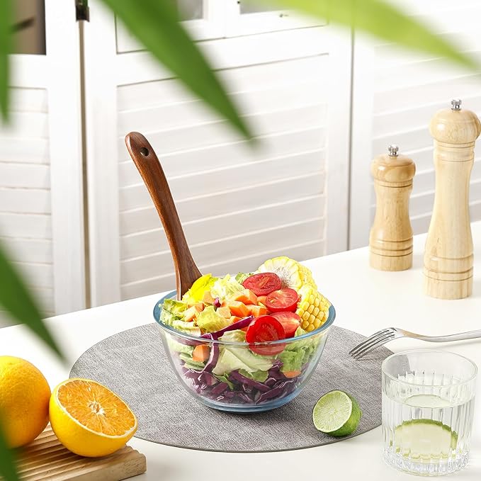 NUTRIUPS 30oz Small Glass Mixing Bowls Borosilicate 6.1in Glass Salad Bowl Clear Prep Bowls for Bread, Set of 2