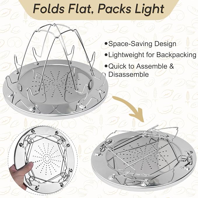 Portable Camping Toasters 4 Slice - Stainless Steel Folding Camp Stove Toaster with Clip Handle - Perfect for Outdoor Hiking, Picnic and RV Trips