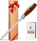 TUO Honing Rod, Sharpening Steel with Larger Diameter for Kitchen Knife Daily Sharpening Maintenance, High Carbon Steel Knife Sharpener Rod, Ergonomic Handle, 8 inch