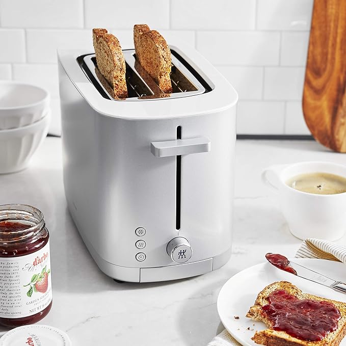 ZWILLING Enfinigy, 2-Slice Toaster, Extra Wide 1.5" Slots for Bagels and Toast, Silver