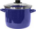 EKCO EOS 8-Quarts Alloy Steel Speckled Stockpot with Glass Lid - Dishwasher and Oven Safe Cooking Pot up to 350°F - Induction Cookware for All Cooktops - Non-Reactive Enameled Soup Pot - Blue