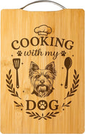 Cooking with My Dog – Engraved Bamboo Cutting Board, Gift for Dog Lovers, Handmade Kitchen Decor, Unique Personalized Dog Gift (Yorkshire Terrier)