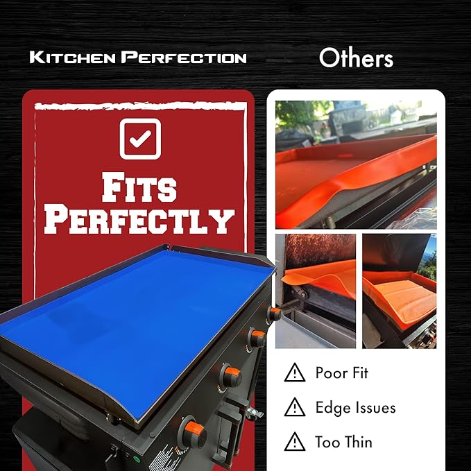 KITCHEN PERFECTION 17" Premium Silicone Griddle Cover Mat For Blackstone Griddle 17 Inch - Hermetic Protection From Rust & Debris All Year, Fits All Blackstone 17 Inch Models - Food Grade Silicone