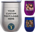 DISCOUNT PROMOS Custom Stemless Wine Tumblers 12 oz. Set of 1, Personalized Bulk Pack - Insulated, Perfect for Wine, Cocktails, Other Hot & Cold Beverages - Silver