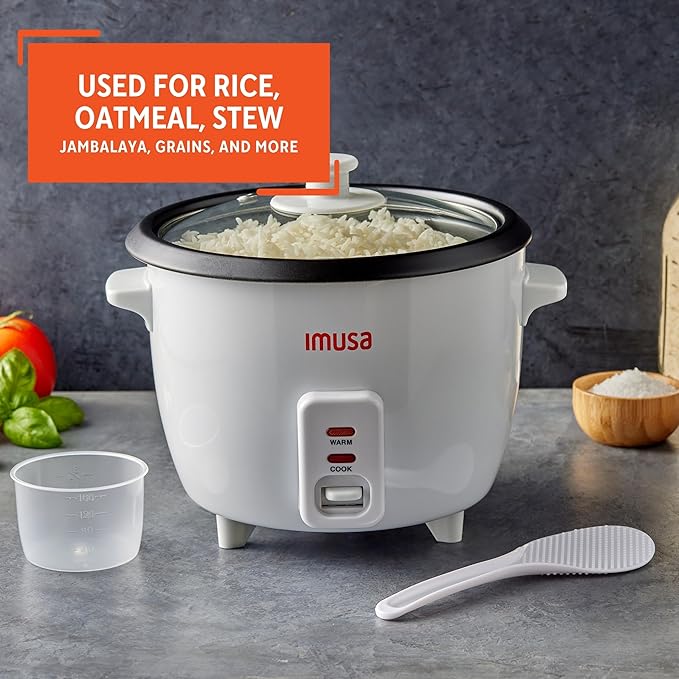 IMUSA Electric Rice Cooker 16 Cup Cooked 8 Cup Uncooked – Ceramic Nonstick Pot, Multi Cooker for Rice, Quinoa, Oatmeal, Stew – Keep Warm Function – Compact for Kitchen Dorm RV