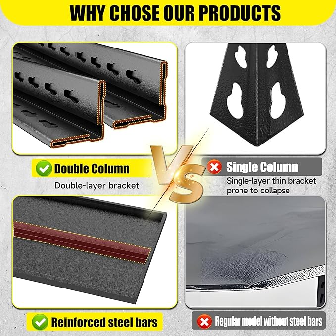 4-Tier Storage Shelves, Garage Metal Shelving Unit, Adjustable, Double-Layer Column with Reinforced Ribs, Heavy-Duty, Capable of Bearing 2400 lbs (39''W*20''D*63''H)